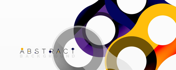 Poster - Abstract design features overlapping circles, vibrant colors, modern aesthetic. Clean lines create dynamic visual impact.