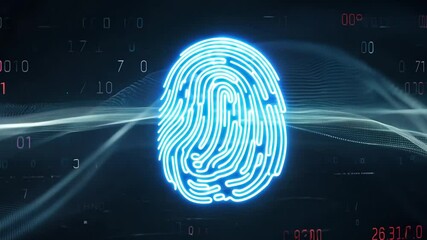 Poster - Glowing fingerprint digital security scan