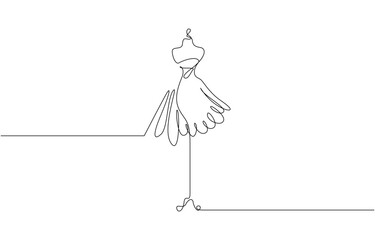 Aufkleber - Dummy with dress. One line continuous dummy with dress, Continuous one line drawing of dress in mannequin. Mannequin single line art vector illustration. Editable vector.
