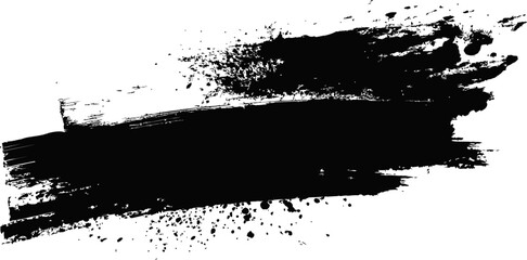 Poster - Abstract black paint brush strokes with splatters. Vector illustration