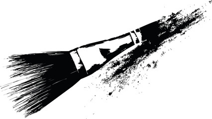 Aufkleber - Black ink brush stroke diagonally across, abstract art concept. Vector illustration