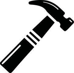 Poster - Black silhouette of a hammer with a curved claw, minimalist icon. Vector illustration