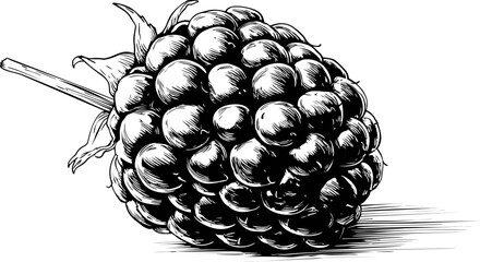 Poster - Detailed black and white illustration of a blackberry. Vector illustration