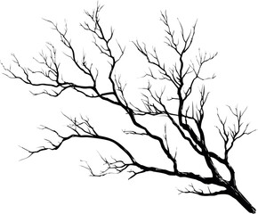 Aufkleber - Silhouette of bare tree branch against, artistic illustration. Vector illustration