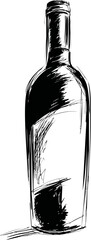 Aufkleber - Black and white sketch of a bottle with abstract artistic lines. Vector illustration