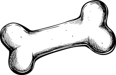 Poster - Sketch of a large bone with detailed shading in black and white illustration. Vector illustration