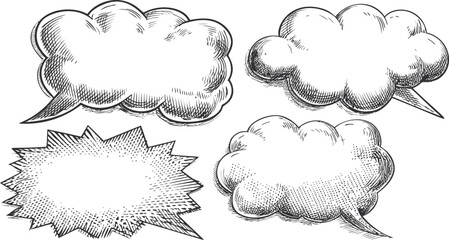 Poster - Hand-drawn speech bubbles in vintage style. Vector illustration