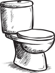 Poster - Illustration of a hand-drawn toilet with detailed sketch lines, monochrome design. Vector illustration