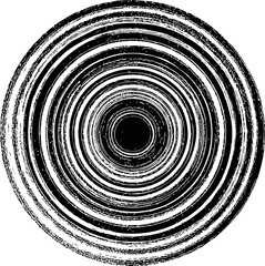 Aufkleber - Black-and-white concentric circles with textured lines, abstract graphic illustration. Vector illustration