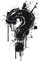 Aufkleber - Black paint splatter question mark illustration. Vector illustration