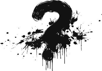 Aufkleber - Black ink splatter forming a question mark with artistic expression. Vector illustration
