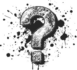 Aufkleber - Black ink splattered question mark, abstract artistic concept. Vector illustration