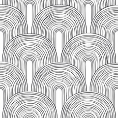 Aufkleber - Black and white seamless geometric pattern of overlapping arches. Vector illustration