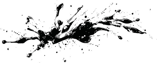 Fototapete - Abstract black ink splash, artistic fluid motion effect. Vector illustration