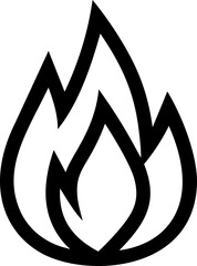 Poster - Black and white flame icon illustration symbolizes fire and energy. Vector illustration