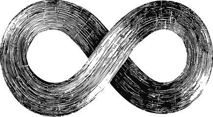 Poster - Black and white infinity symbol with textured brushstroke design. Vector illustration