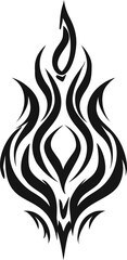 Poster - Abstract tribal flame tattoo design in black and white illustration. Vector illustration