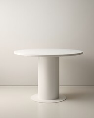 Poster - Minimalist round table in bright studio setting showcasing modern design and smooth surfaces for interior design concepts and furniture promotion