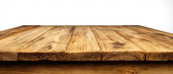 Poster - Rustic Wood Tabletop Perspective Shot for Product Display or Food Photography with White Background and Natural Light