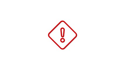 Fototapete - Red warning exclamation mark inside rhombus on white background concept of caution alert reminder and danger