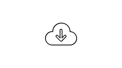 Poster - Minimalist cloud download icon on white background conceptualizing data transfer and online storage