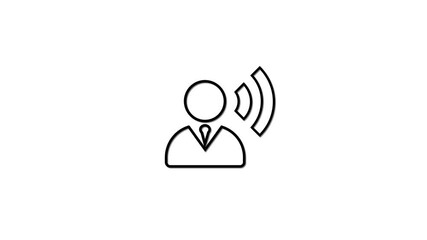 Poster - Conceptual animated icon representing audio communication and signal transmission on a white background