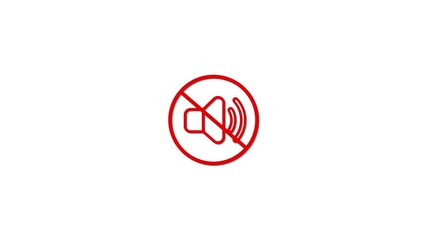 Poster - Muted audio icon in red color depicting silence and disable sound on clean white background perfect for digital concepts