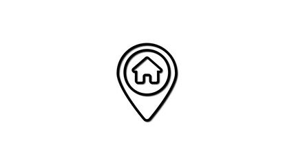 Poster - Animated home location pin icon on white background simple symbol representing real estate property or address