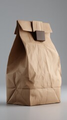 Poster - Brown Paper Bag Still Life Studio Shot Food Delivery Takeout Lunch Packaging Minimalist Neutral Background
