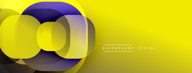 Aufkleber - Abstract yellow design features layered purple circles. Gradient background creates dynamic visual effect. Modern, sleek composition.