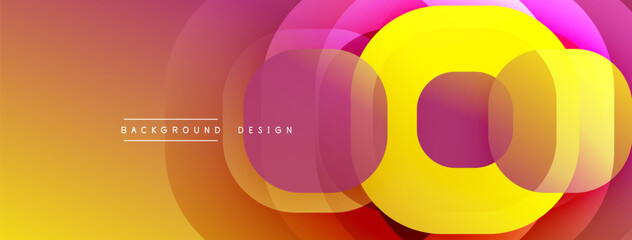 Aufkleber - Abstract colorful design. Overlapping circles create dynamic visual effect. Gradient shades range from yellow to pink. Modern background texture.