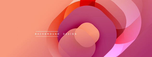 Poster - Abstract fluid shapes, vibrant colors blend. Peach, pink, red hues create dynamic composition. Modern design element for backgrounds.