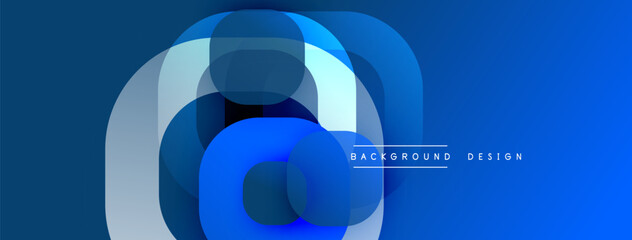 Poster - Abstract blue design features layered circles. Modern aesthetic, smooth gradients create dynamic visual impact. Simple, clean composition.