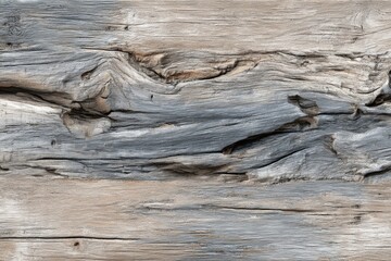 Poster - A close-up of an old, weathered wooden board showing the wood's natural grain, texture, and intricate patterns created over time by the elements and aging process.