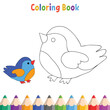 © HC Designer - Kids coloring book with sparrow vector illustration