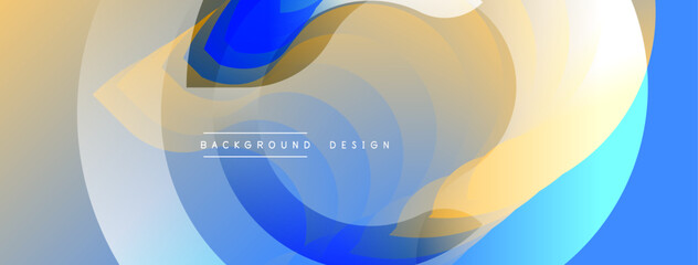Aufkleber - Abstract flowing shapes, blue, yellow hues. Modern design elements create dynamic visual texture. Minimalist style, clean composition.