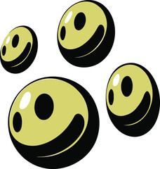 Poster - Floating Glossy Yellow Balls Abstract 3D Minimal Art on White