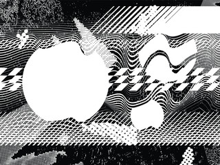 Fototapete - Glitch distorted grunge layer . Noise destroyed texture. Checkered race grunge flag . Overlay grunge texture .Distressed effect .Vector shapes with a speed lines and tire tracks screen print texture.