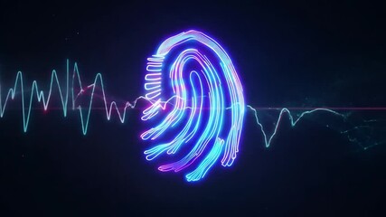 Poster - Glowing Fingerprint, futuristic security scan, dark background, digital art