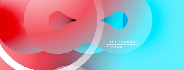 Aufkleber - Abstract fluid shapes, vibrant colors blend. Red transitions to blue, creating dynamic visual effect. Modern design element.