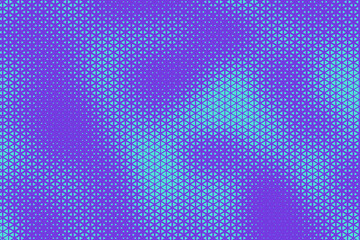 Fototapete - Abstract background with bluish purple and turquoise triangle dots. Triangle halftone geometric background. Halftone triangular retro 80s pattern. Minimal style retro dynamic wallpaper.