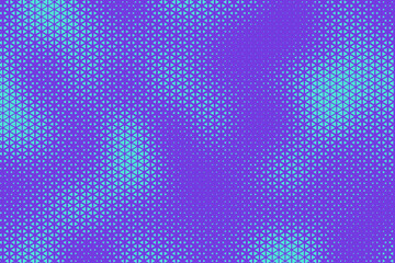 Fototapete - Abstract background with bluish purple and turquoise triangle dots. Triangle halftone geometric background. Halftone triangular retro 80s pattern. Minimal style retro dynamic wallpaper.