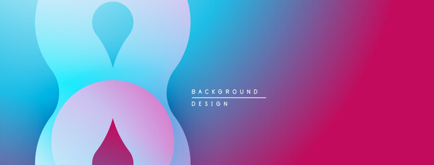 Aufkleber - Abstract gradient background. Soft shapes overlap, creating fluid visual effect. Colors transition from blue to pink. Minimalist design.