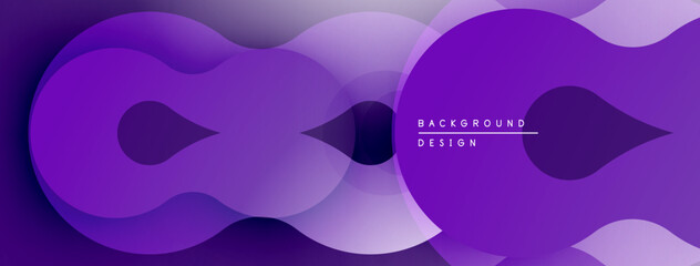 Fototapete - abstract purple design. overlapping shapes create flowing, modern visual. gradient shades offer dept