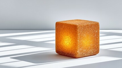 Poster - A cube-shaped light source with a textured surface.