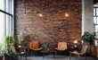 © arif - Rustic cafe interior with brick wall