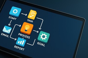 Poster - Flowchart Diagram for Task Management and Productivity with Start Process and Email Report