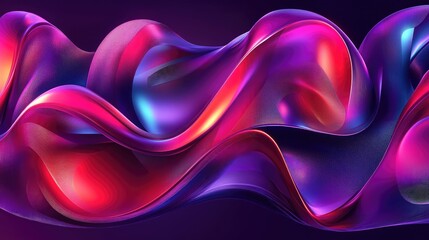 Poster - Abstract vibrant purple, pink, and blue flowing liquid wave design