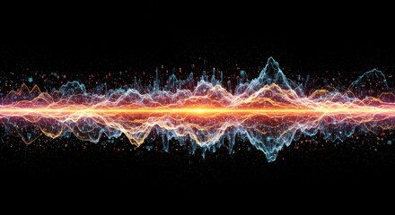 Fototapete - Abstract Digital Waveform Energy Flow and Data Visualization