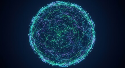 Fototapete - Abstract Sphere of Interconnected Lines and Particles Digital Art